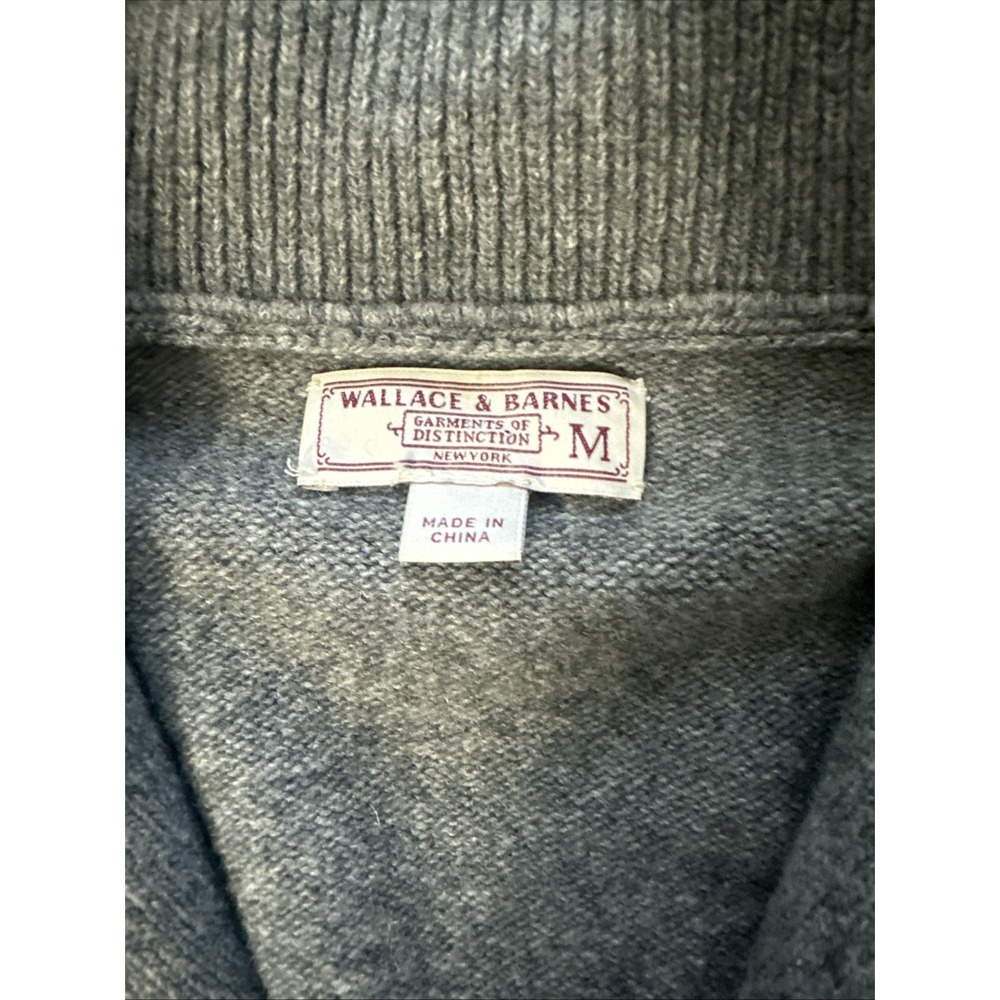 WALLACE & BARNES blue SHAWL cardigan sweater Size Medium Wool - Picture 2 of 8